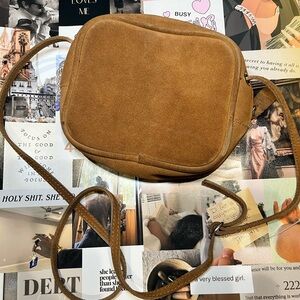 Vintage Camel Leather Cross body Bag